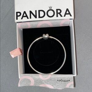 Pandora Silver Heart Charm Bangle Bracelet